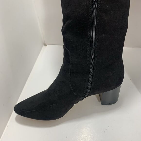 J.CREW BLACK SUEDED STACKED HEEL KNEE HIGH BOOTS BJ265 SIZE 7.5 Womens - Picture 10 of 16